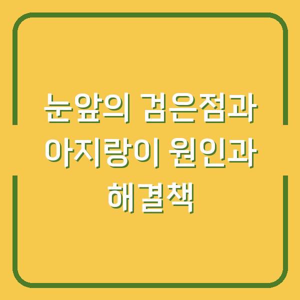 눈앞의 검은점과 아지랑이 원인과 해결책