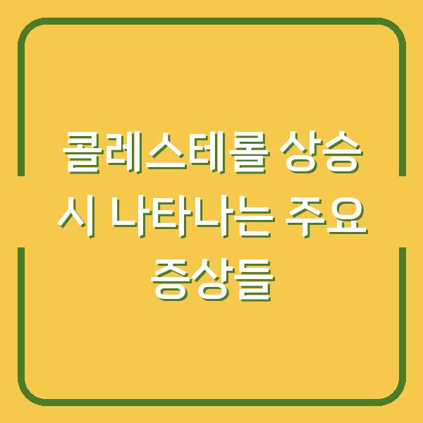 콜레스테롤 상승 시 나타나는 주요 증상들