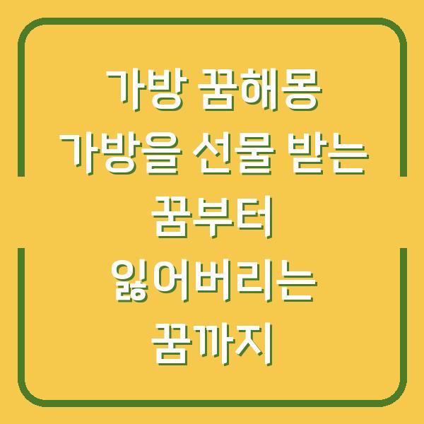 가방 꿈해몽 가방을 선물 받는 꿈부터 잃어버리는 꿈까지