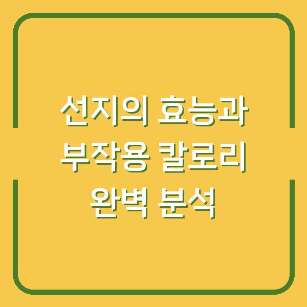 선지의 효능과 부작용 칼로리 완벽 분석