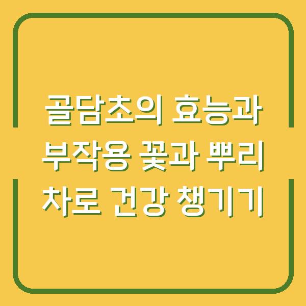 골담초의 효능과 부작용 꽃과 뿌리 차로 건강 챙기기