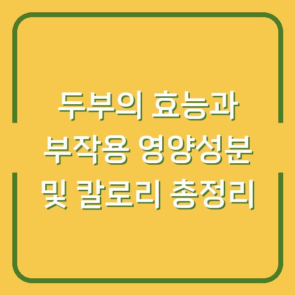 두부의 효능과 부작용 영양성분 및 칼로리 총정리