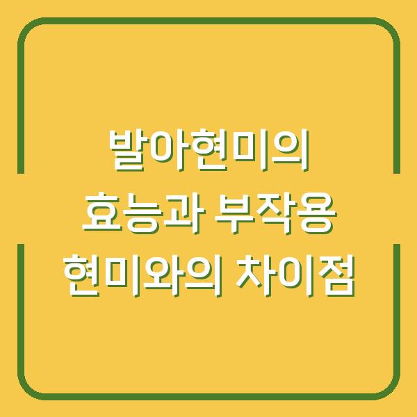 발아현미의 효능과 부작용 현미와의 차이점