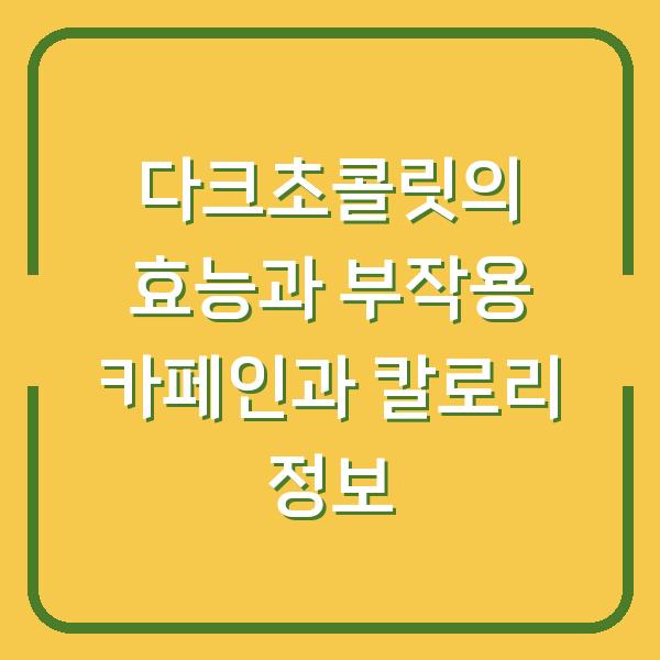 다크초콜릿의 효능과 부작용 카페인과 칼로리 정보