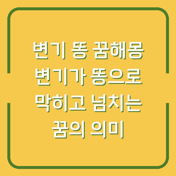 변기 똥 꿈해몽 변기가 똥으로 막히고 넘치는 꿈의 의미