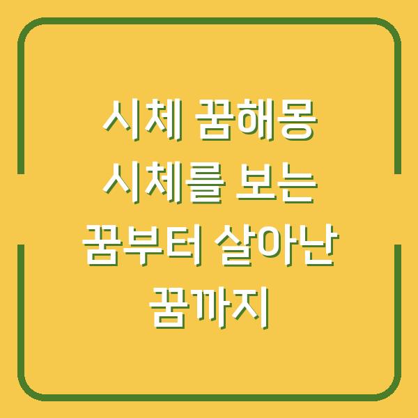시체 꿈해몽 시체를 보는 꿈부터 살아난 꿈까지