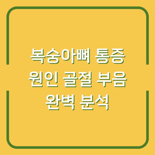 복숭아뼈 통증 원인 골절 부음 완벽 분석
