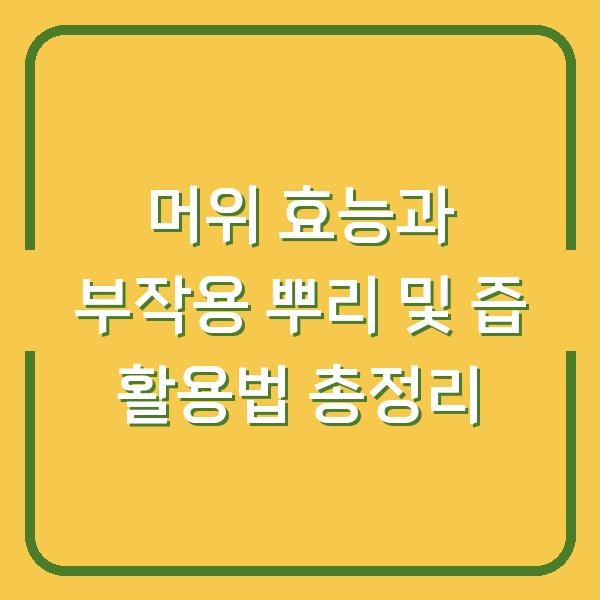 머위 효능과 부작용 뿌리 및 즙 활용법 총정리