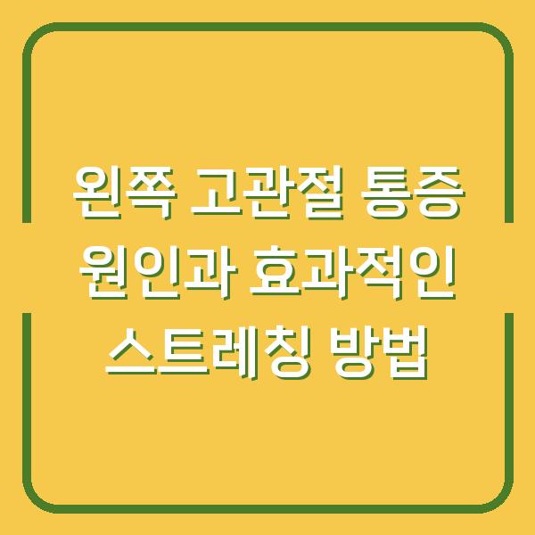 왼쪽 고관절 통증 원인과 효과적인 스트레칭 방법