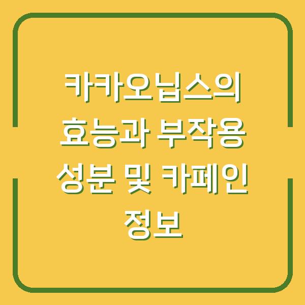 카카오닙스의 효능과 부작용 성분 및 카페인 정보