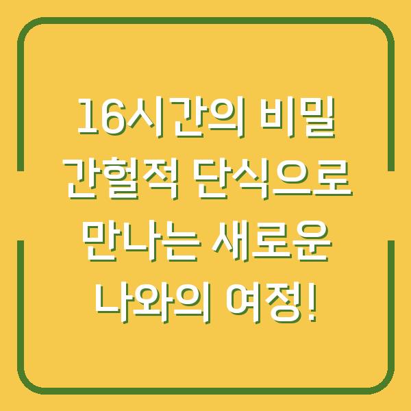 16시간의 비밀 간헐적 단식으로 만나는 새로운 나와의 여정!