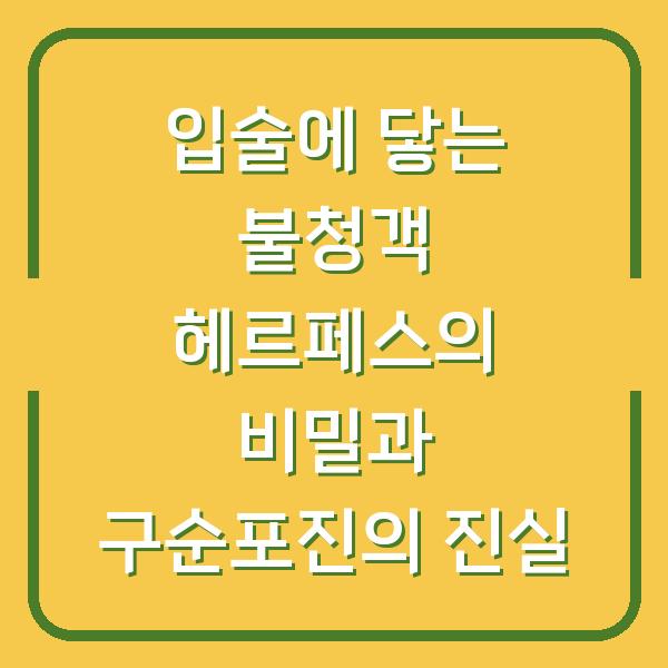 입술에 닿는 불청객 헤르페스의 비밀과 구순포진의 진실