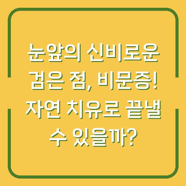 눈앞의 신비로운 검은 점, 비문증! 자연 치유로 끝낼 수 있을까?