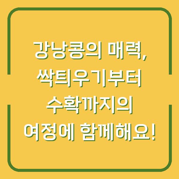 강낭콩의 매력, 싹틔우기부터 수확까지의 여정에 함께해요!
