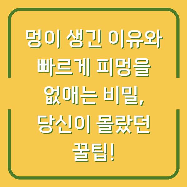 멍이 생긴 이유와 빠르게 피멍을 없애는 비밀, 당신이 몰랐던 꿀팁!