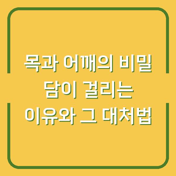목과 어깨의 비밀 담이 걸리는 이유와 그 대처법