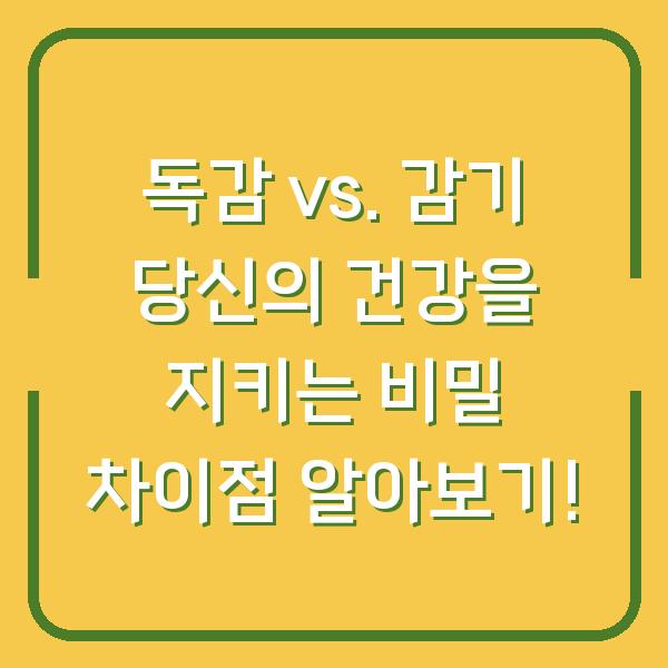 독감 vs. 감기 당신의 건강을 지키는 비밀 차이점 알아보기!