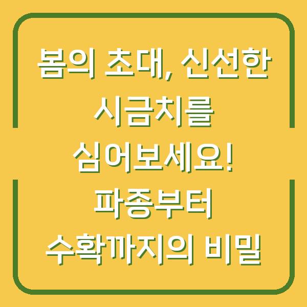 봄의 초대, 신선한 시금치를 심어보세요! 파종부터 수확까지의 비밀