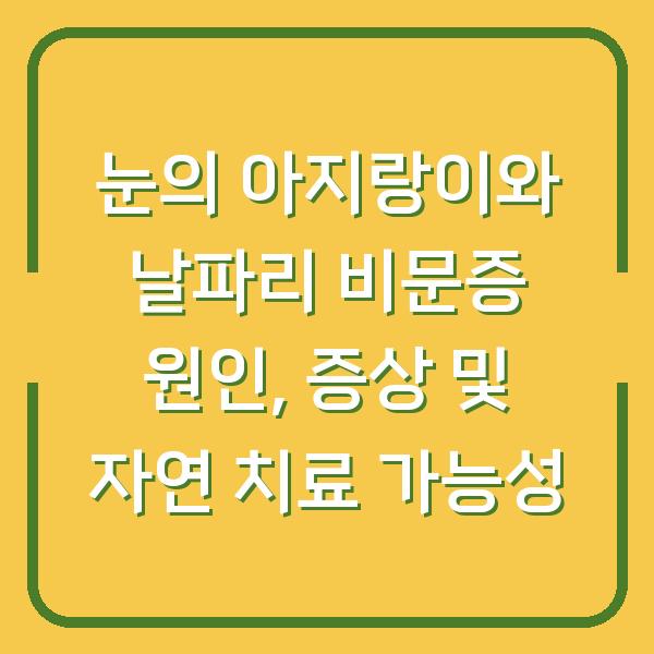 눈의 아지랑이와 날파리 비문증 원인, 증상 및 자연 치료 가능성