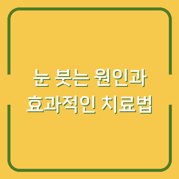 눈 붓는 원인과 효과적인 치료법