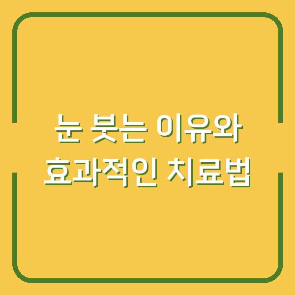 눈 붓는 이유와 효과적인 치료법