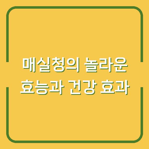 매실청의 놀라운 효능과 건강 효과