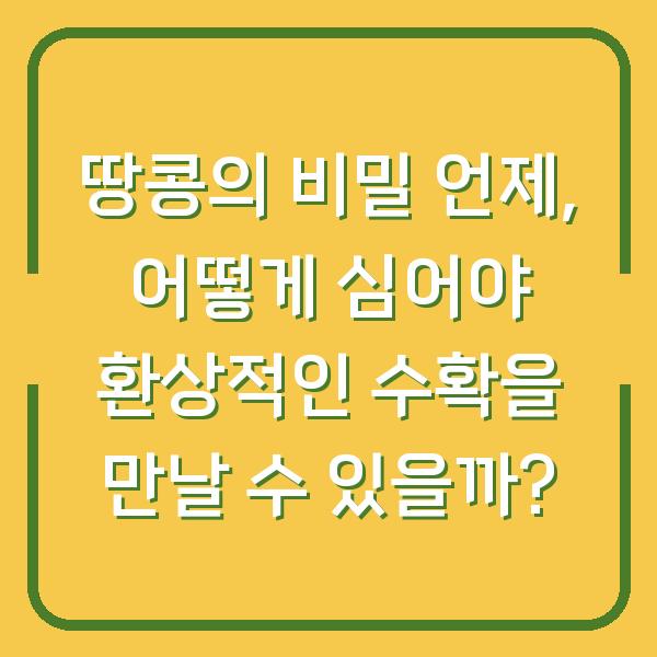 땅콩의 비밀 언제, 어떻게 심어야 환상적인 수확을 만날 수 있을까?