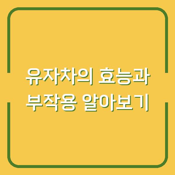 유자차의 효능과 부작용 알아보기