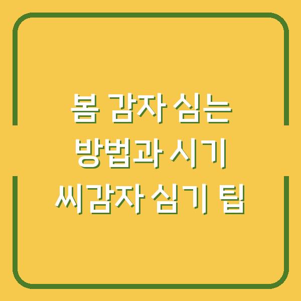봄 감자 심는 방법과 시기 씨감자 심기 팁