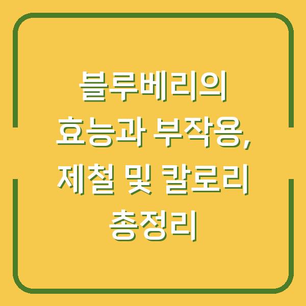 블루베리의 효능과 부작용, 제철 및 칼로리 총정리