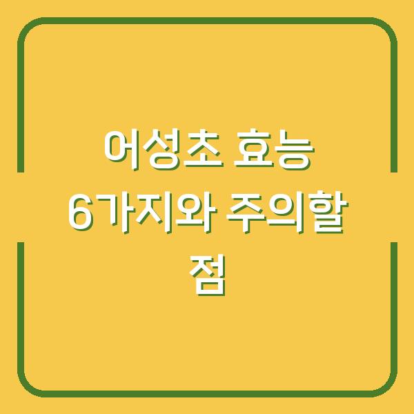 어성초 효능 6가지와 주의할 점