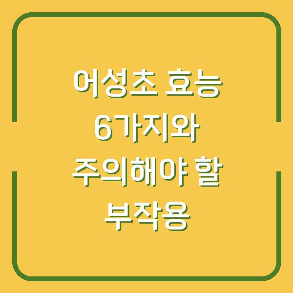 어성초 효능 6가지와 주의해야 할 부작용