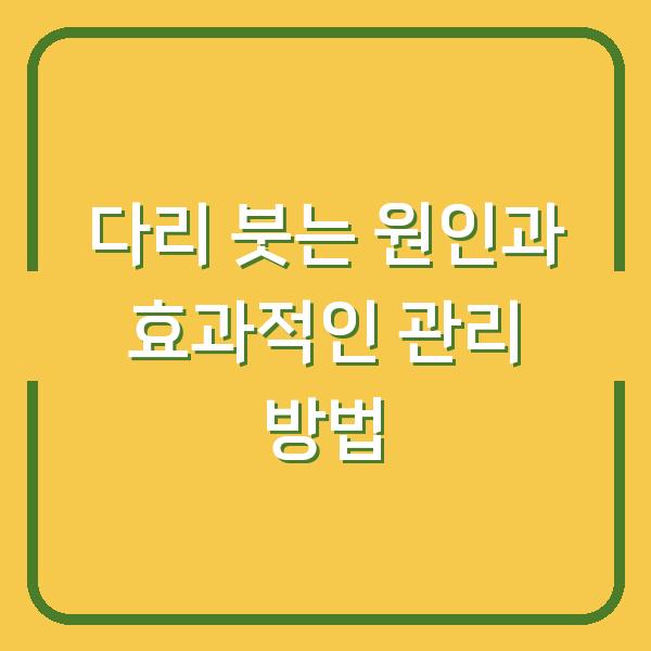 다리 붓는 원인과 효과적인 관리 방법