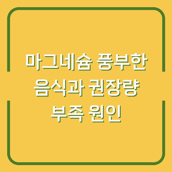 마그네슘 풍부한 음식과 권장량 부족 원인