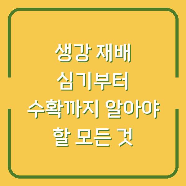 생강 재배 심기부터 수확까지 알아야 할 모든 것
