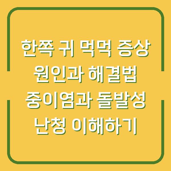 한쪽 귀 먹먹 증상 원인과 해결법 중이염과 돌발성 난청 이해하기