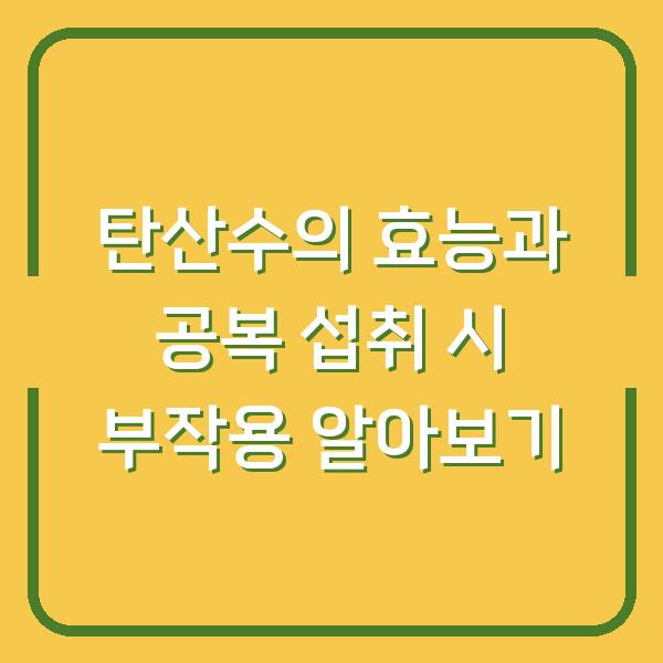 탄산수의 효능과 공복 섭취 시 부작용 알아보기