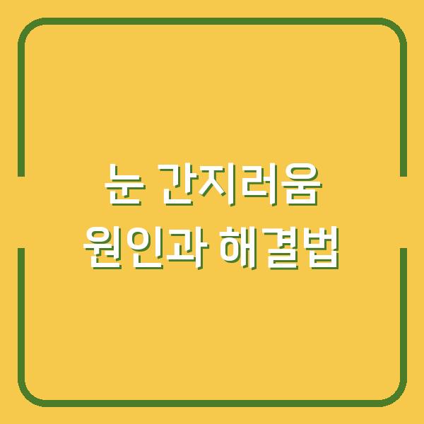 눈 간지러움 원인과 해결법