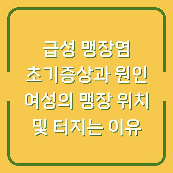 급성 맹장염 초기증상과 원인 여성의 맹장 위치 및 터지는 이유