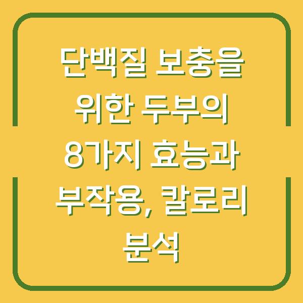 단백질 보충을 위한 두부의 8가지 효능과 부작용, 칼로리 분석