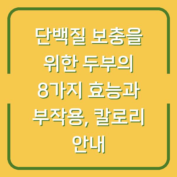 단백질 보충을 위한 두부의 8가지 효능과 부작용, 칼로리 안내