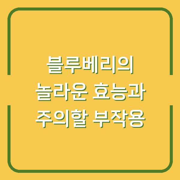 블루베리의 놀라운 효능과 주의할 부작용