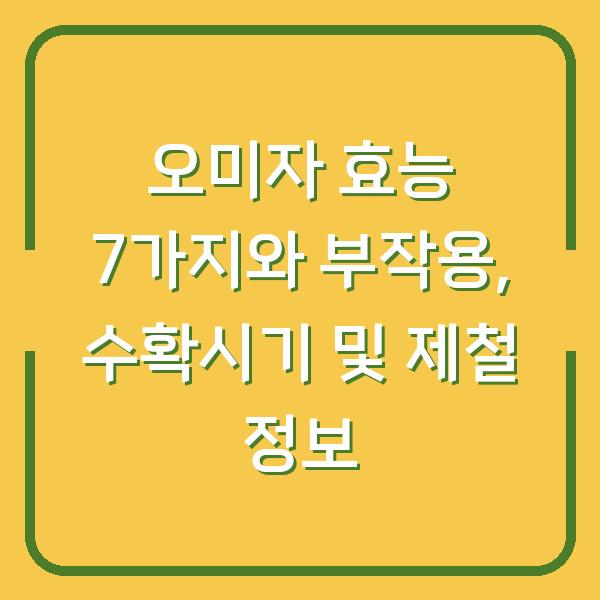 오미자 효능 7가지와 부작용, 수확시기 및 제철 정보