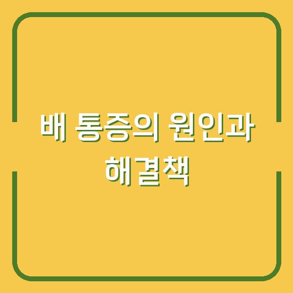 배 통증의 원인과 해결책
