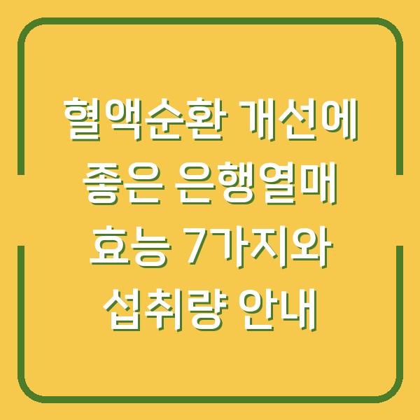 혈액순환 개선에 좋은 은행열매 효능 7가지와 섭취량 안내