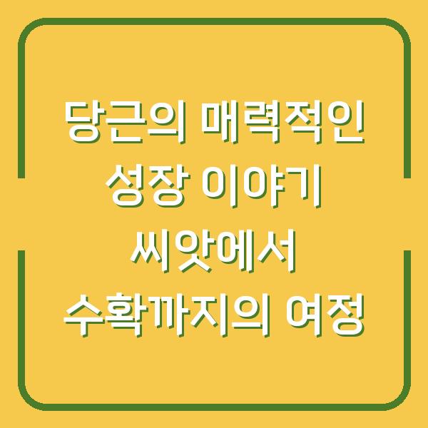 당근의 매력적인 성장 이야기 씨앗에서 수확까지의 여정