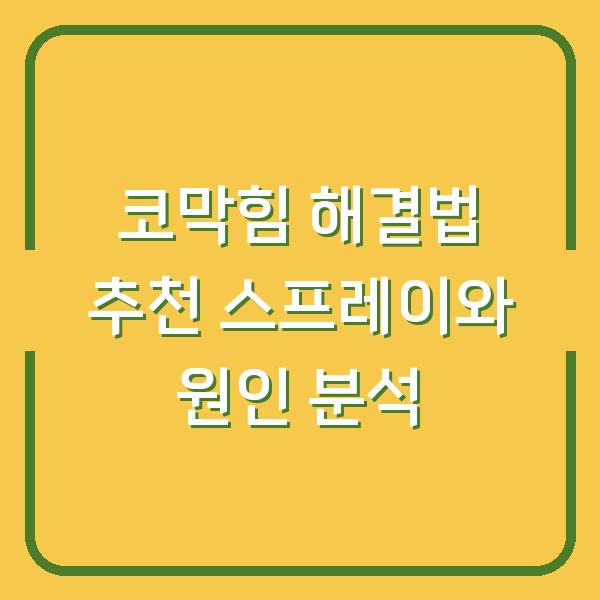 코막힘 해결법 추천 스프레이와 원인 분석