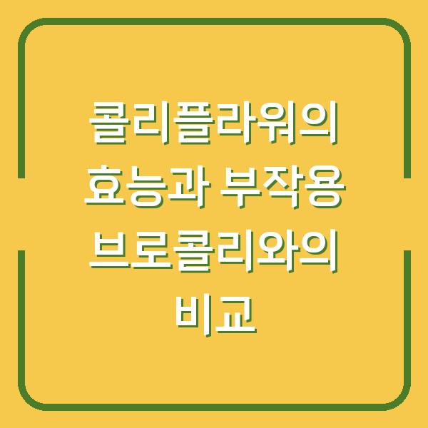 콜리플라워의 효능과 부작용 브로콜리와의 비교