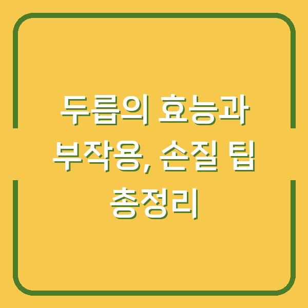 두릅의 효능과 부작용, 손질 팁 총정리