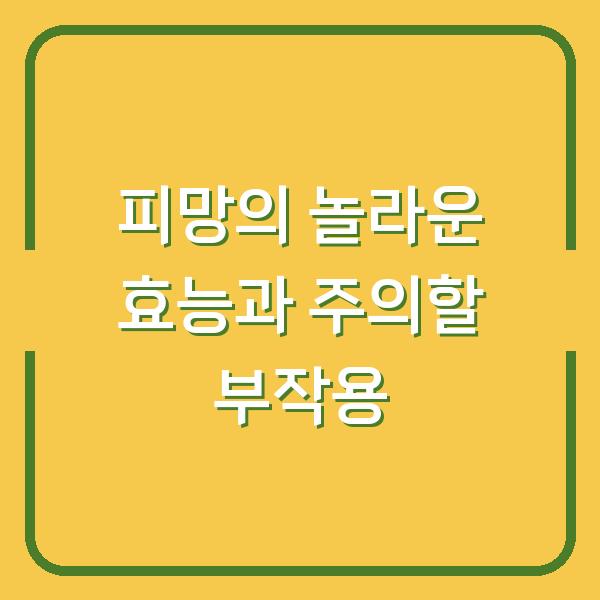 피망의 놀라운 효능과 주의할 부작용
